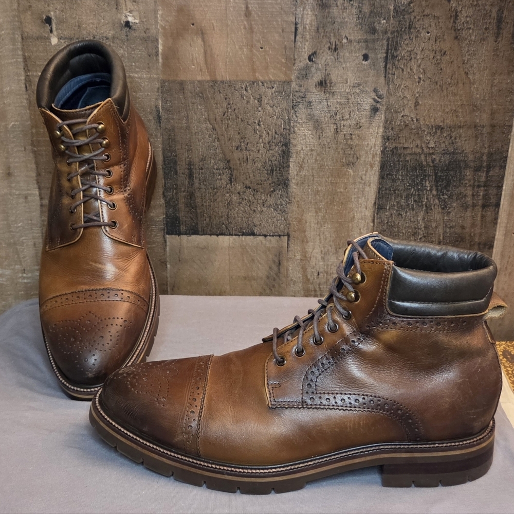 Johnston & Murphy Brown Leather Lace-Up Boots Size 9 - Picture 2 of 6